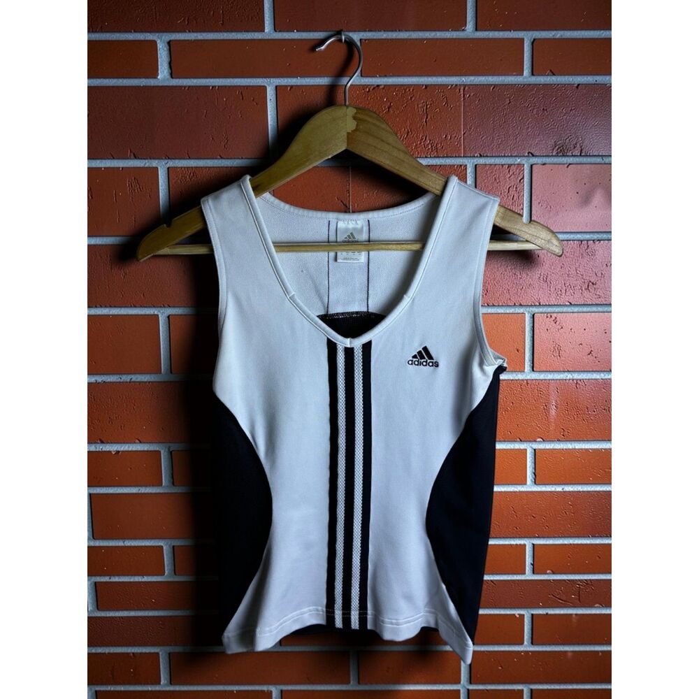 Adidas Women's Vintage Athletic Tank Top Size Small White Black